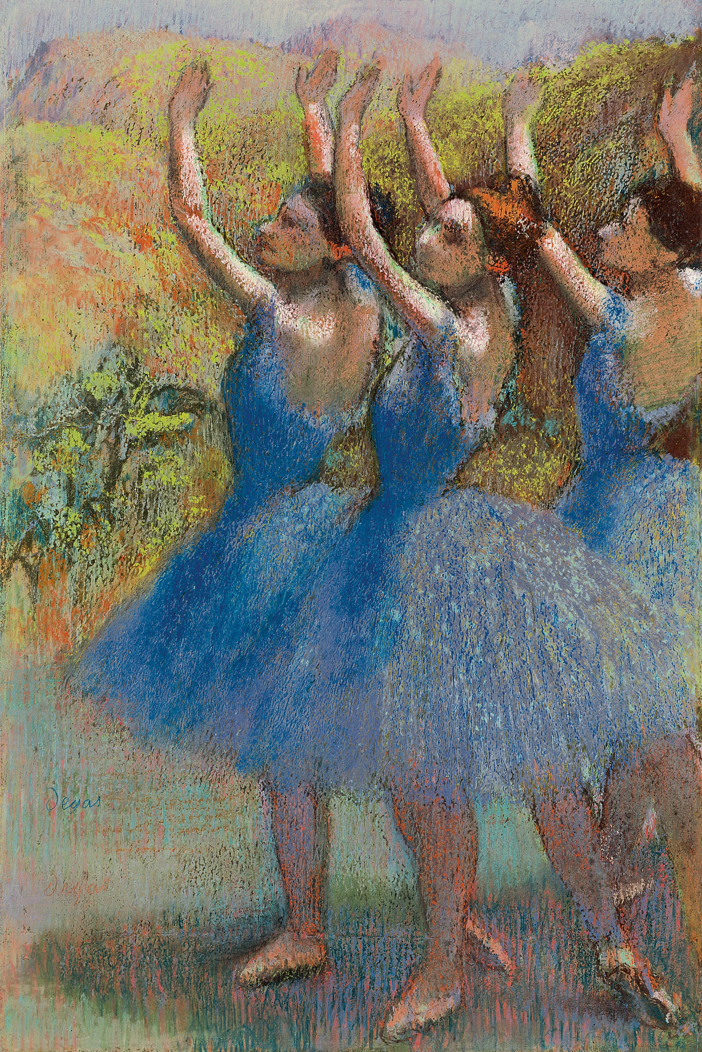 Three Dancers in Blue by Edgar Degas